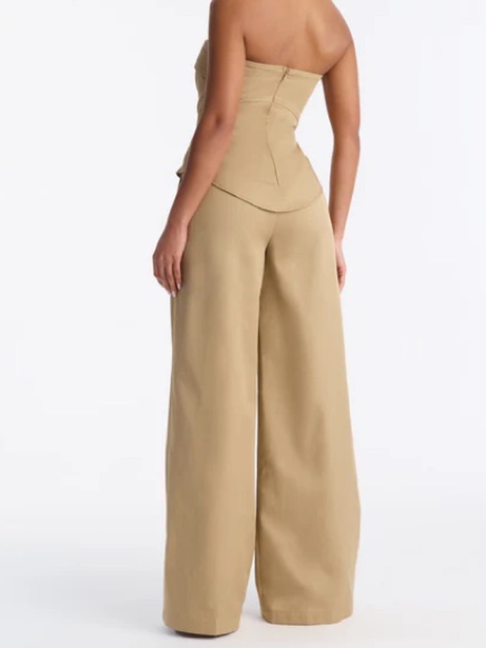 Fashion Nova Strapless Corset Wide-Leg Jumpsuit in Tan - Picture 4 of 5